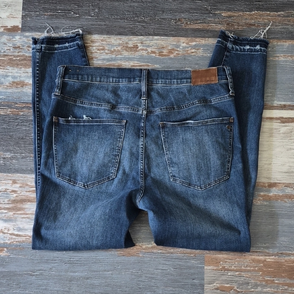 Madewell 10" High-Rise Skinny Jeans Button Front Raw Distressed Hem 32 - Picture 2 of 6